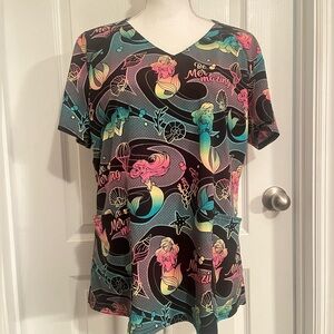 The Little Mermaid Multi-Colored Scrub Top
